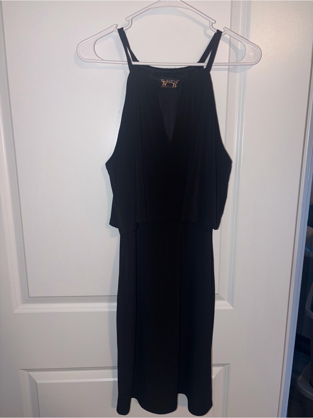 Guess Black Halter Midi Dress - Elegant Evening Dress